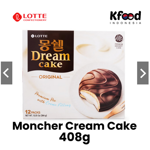 

[WHS] Lotte Confectionery Moncher Cream Cake 408g - Korean Soft Cake Chocolate White Cream