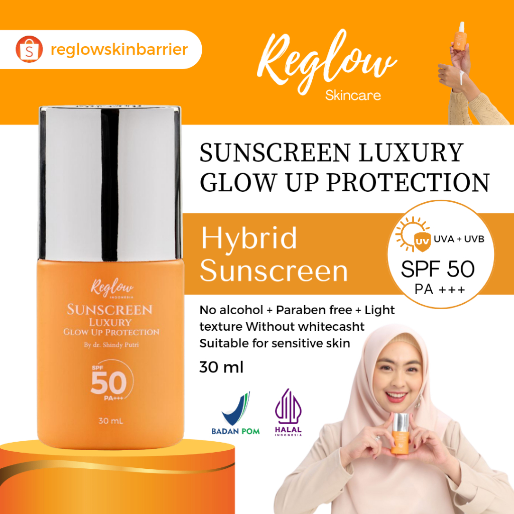 COD BISA - Sunscreen Redglow Luxury Glow Up Protection SPF 50 PA+++ Chemical Sunscreen dr Shindy