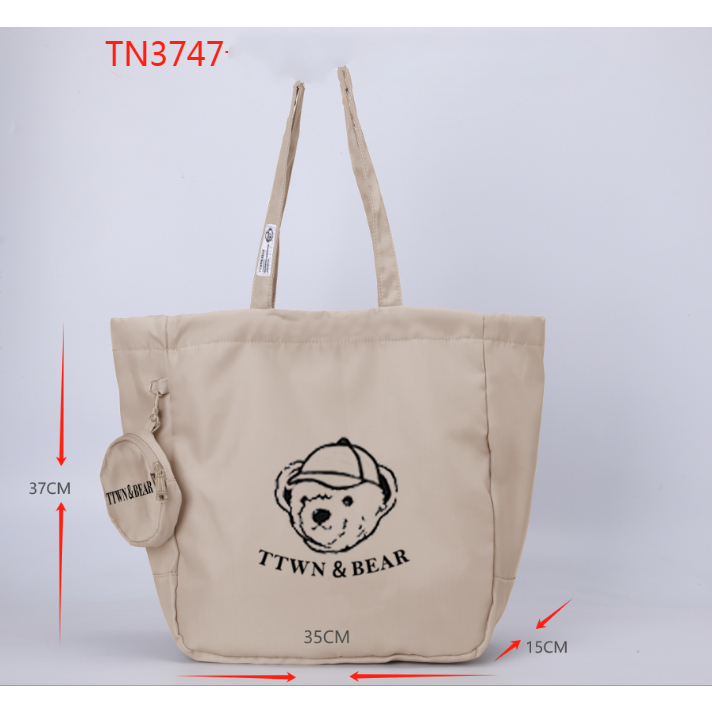 TTWN BEAR ORIGINAL TN3747 TOTE BAG CREAM - TAS TOTE - TTWN TERBARU
