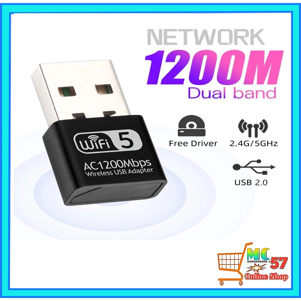 USB WiFi Adapter 1200Mbps Wifi Adapter Dual Band 1200Mbps 5GHz 2.4Ghz 802.11AC AC1200 WiFi Adapter f