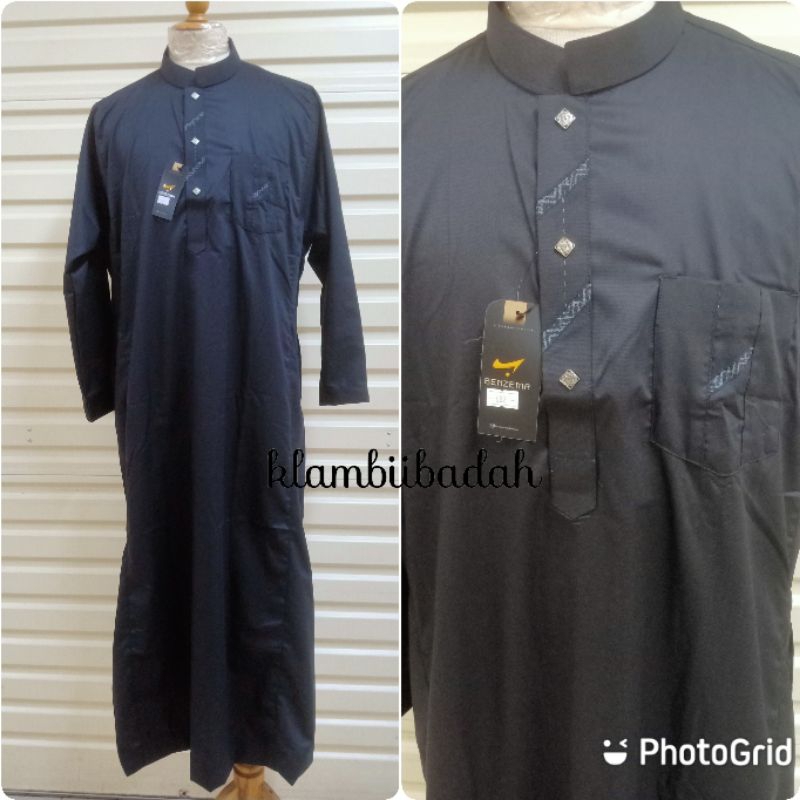 Gamis Hitam Benzema 682 Panjang Polos