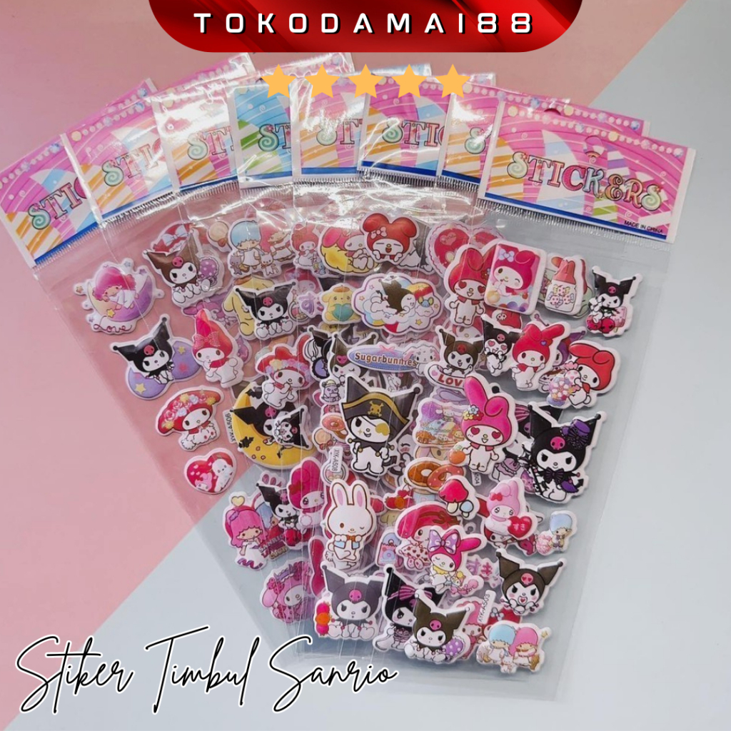 

Stiker Timbul Sanrio 3D/ Stiker Karakter Saneio Lucu / Stiker Mainan Anak Tempel Perempuan