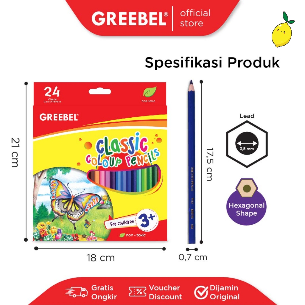 

Pensil Warna / Color Pencil GREEBEL 7024 CLASSIC 24 Warna