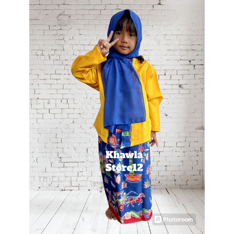 Setelan Adat Betawi Anak Perempuan/Baju None Betawi Anak Perempuan/Pakaian Adat Anak