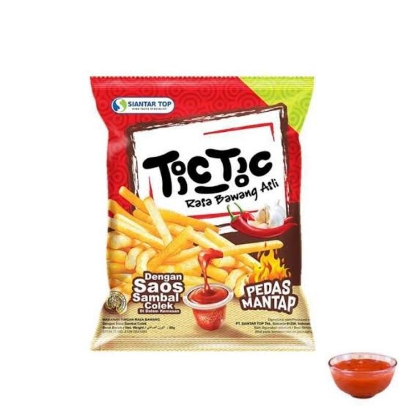 

Tic tic Snack rasa bawang asli dari siantar TOP dengan Saos Sambal Colek 18gr