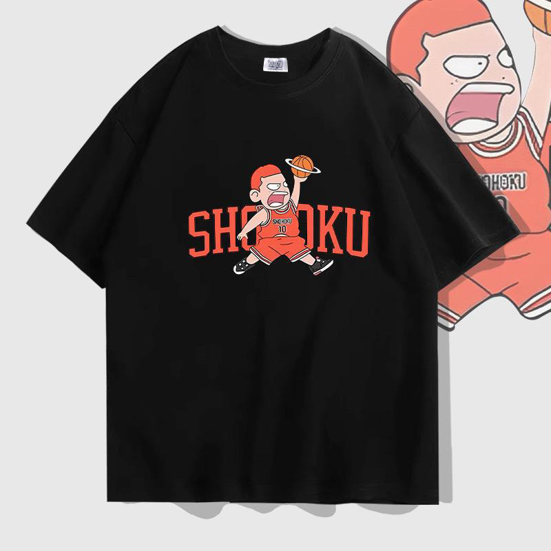 Kaos Slam Dunk Sakuragi Chibi Dunk Anime Manga Otaku Wibu Unisex Retro Shohoku Basket Ball Team High