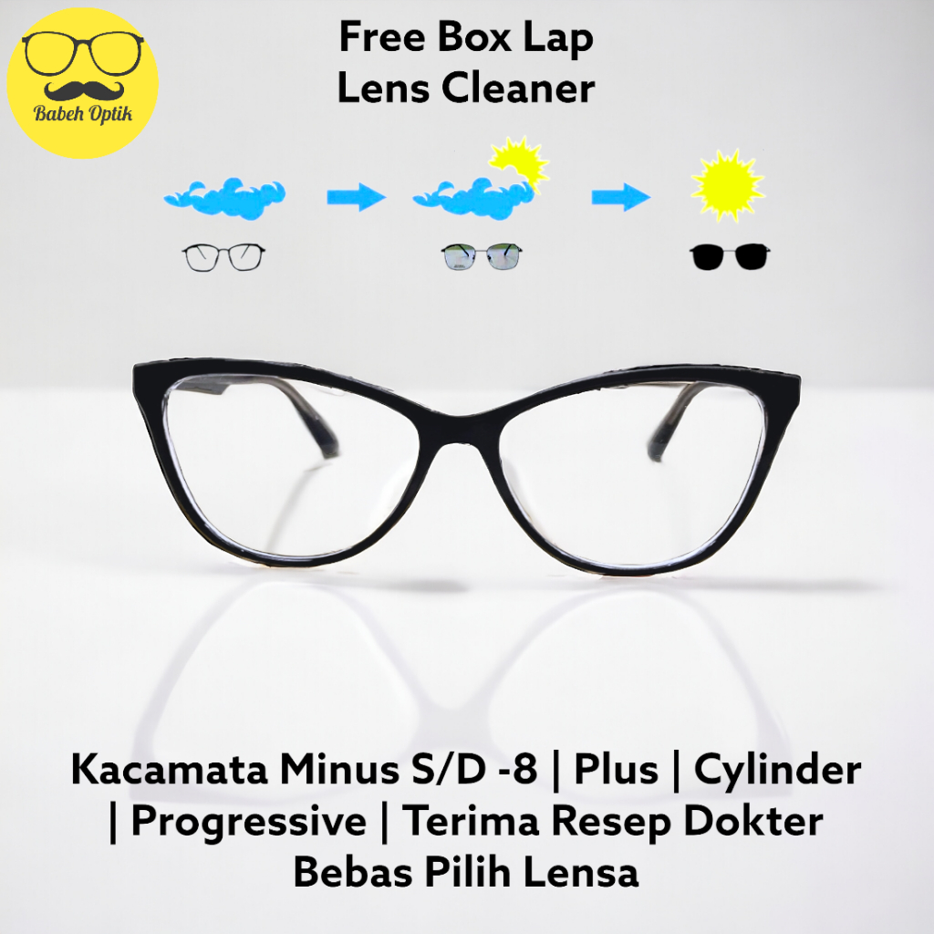 Kacamata Pria & Wanita - Bisa Plus & Minus (Rabun Jauh/Dekat), Custom Lensa