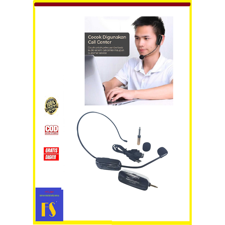 Mikrofon Wireless UHF Call Center With Transmitter - Taffstudio HX-W002