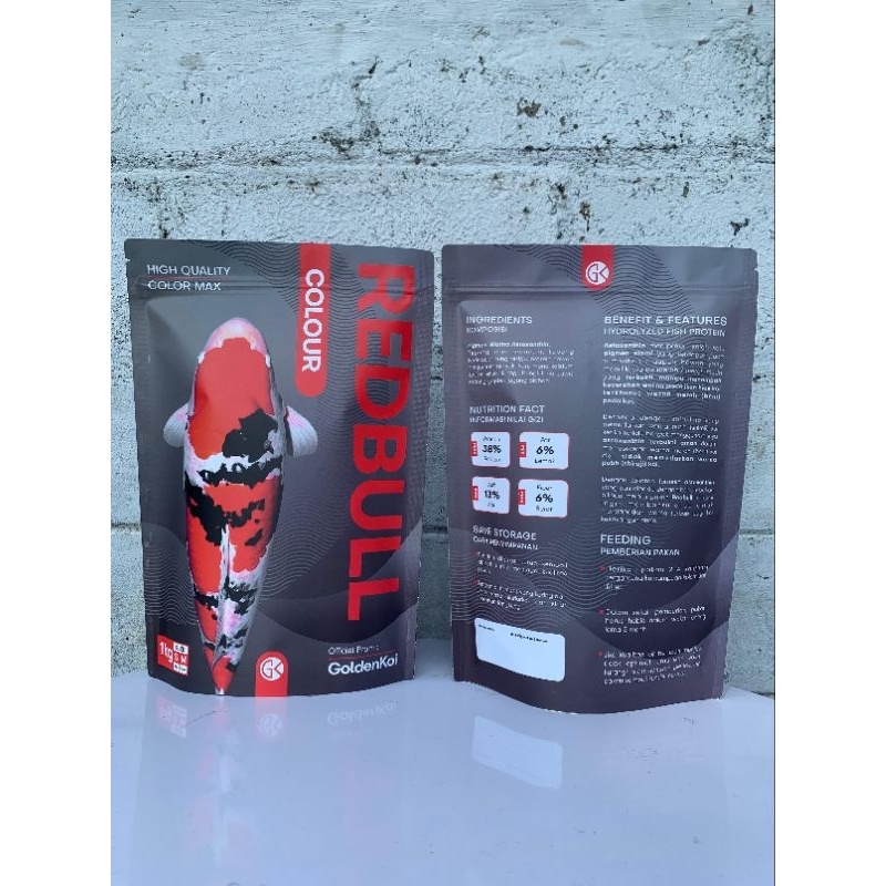 Golden Koi Red Bull Color 1kg Floating Pakan Ikan Makanan Ikan Koi Maskoki