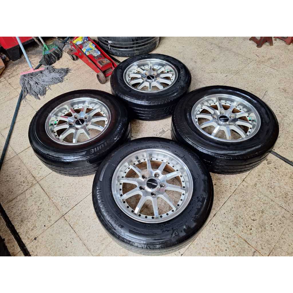 Velg Mobil Racing R15 Second Type Work Lobang 5 + Ban BS 205 65 R15 Pnp Ertiga Grandmax DLL