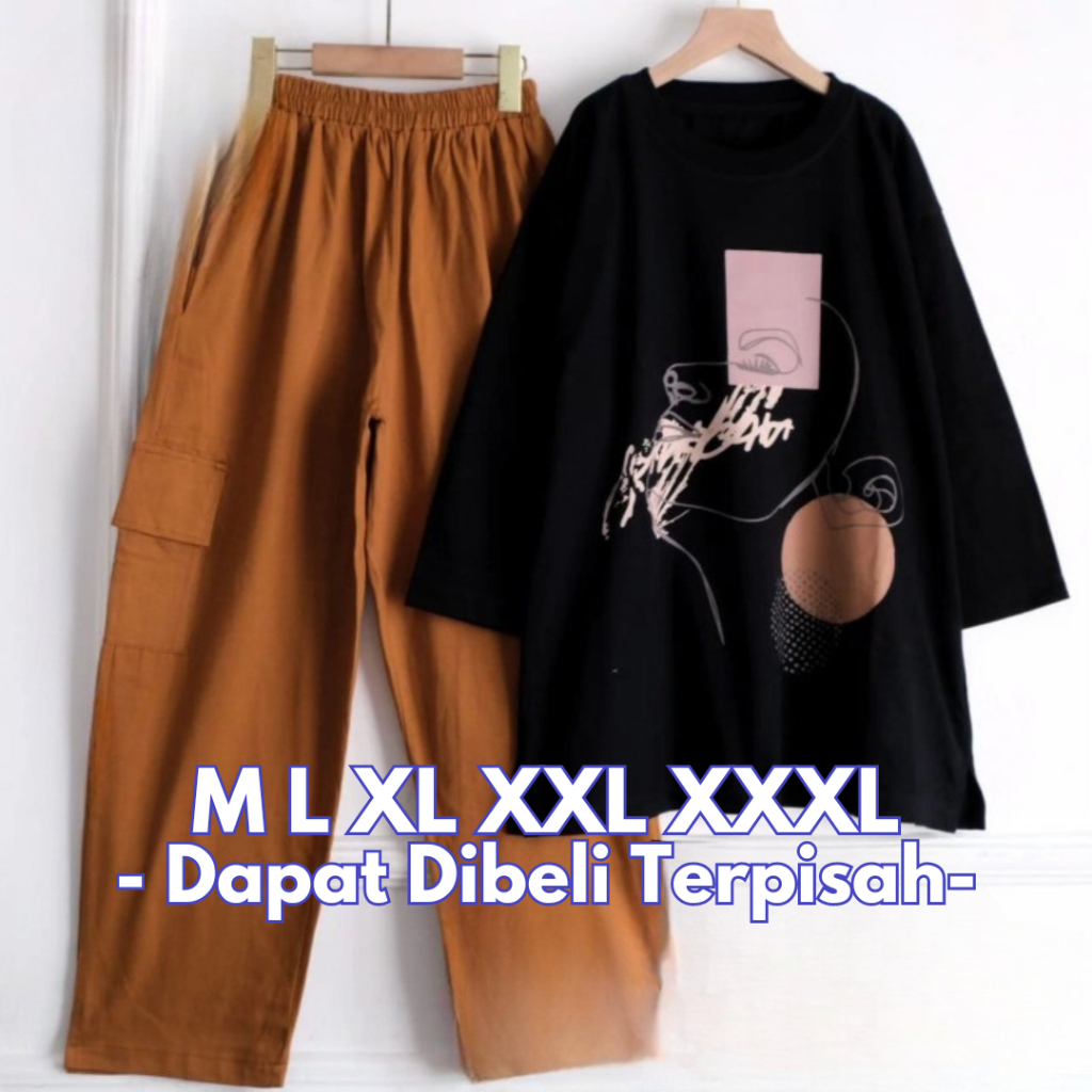 Baju Setelan Wanita Kekinian Karen Set BO Bahan Kaos Katun Combed Aplikasi Sablon Size M L XL XXL XX