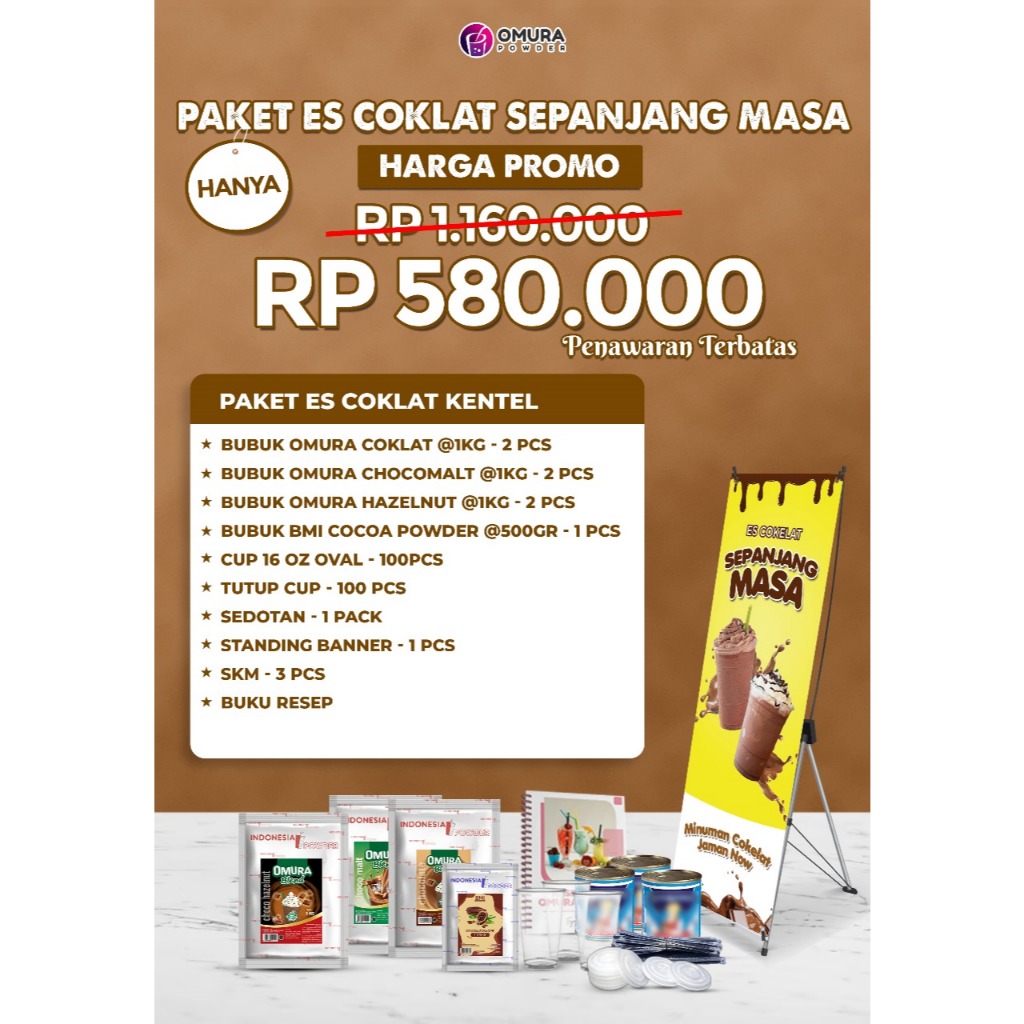 

[PAKET ES COKLAT] Paket Usaha Es Cokelat Sepanjang Masa / Es Coklat Panjang Umur Paket Bisnis Minuman Omura Powder