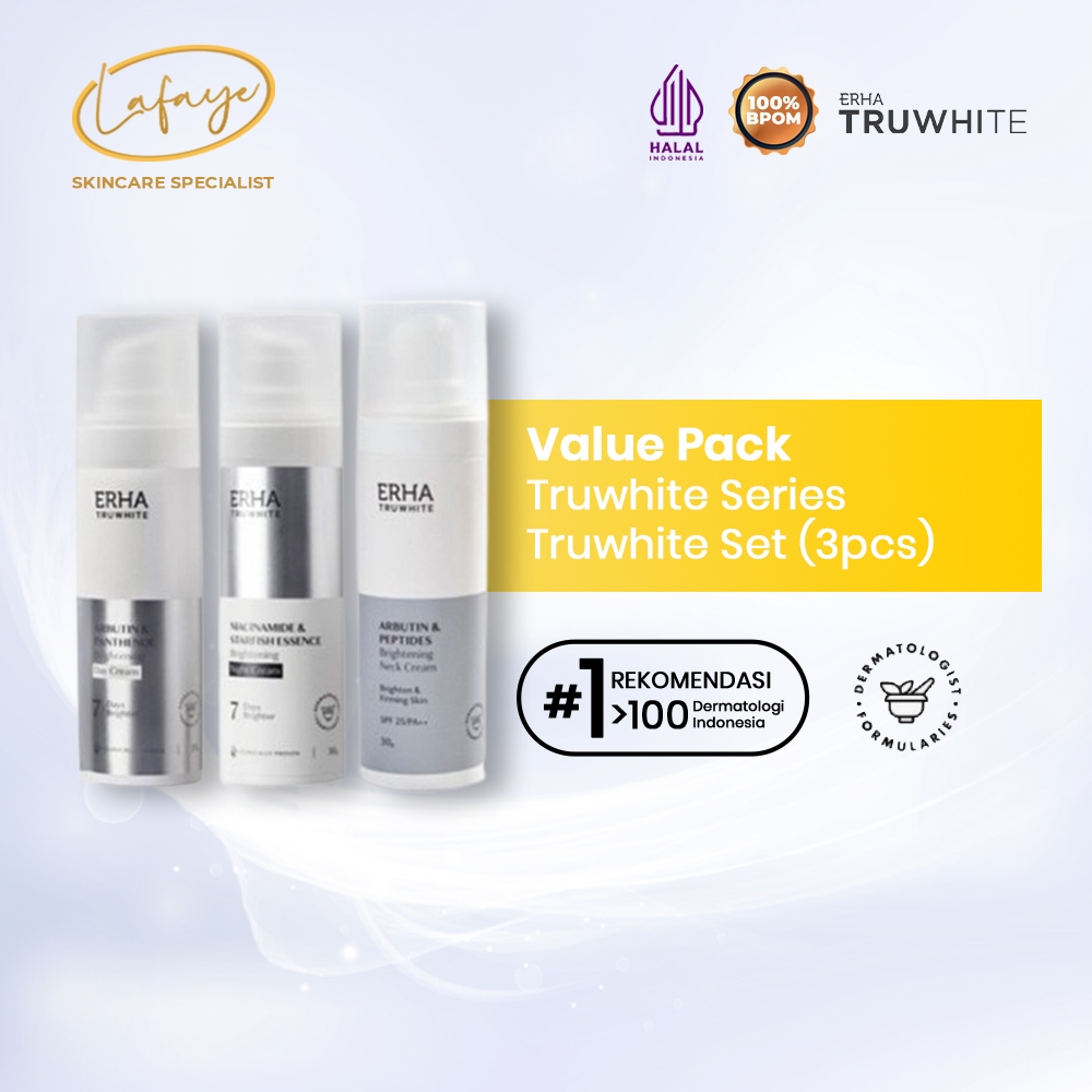 ERHA Truwhite Brightening Day Night Neck Cream Niacinamide - Paket Pemutih Wajah & Leher