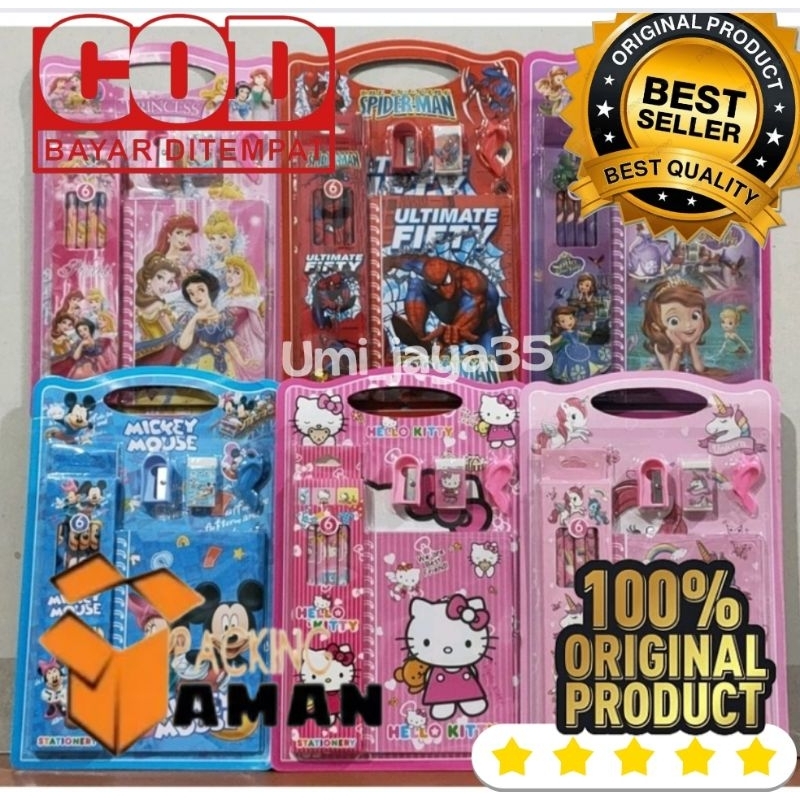 

(BISA COD) PROMO SET ALAT TULIS SEKOLAH 10 in 1, KARAKTER LUCU DAN MENARIK