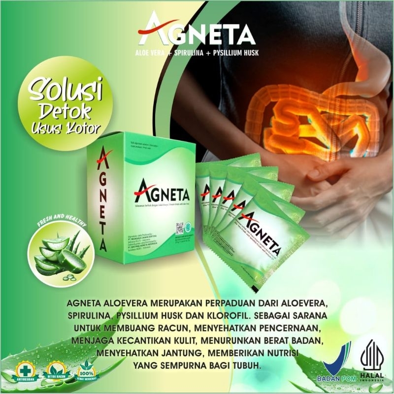Agneta Aloevera Herbal Pembersih Usus Kotor | Penurun Berat Badan (1 Box isi 5 Sachet)