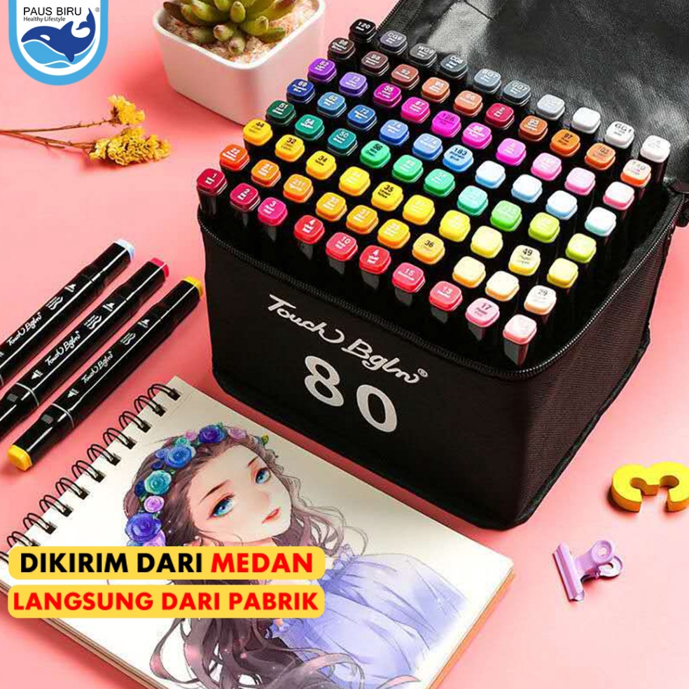 

KODE X97L Aimilo Spidol Warna Warni 1 Set Sketch Marker 2 Tip Touch Marker 4868 Warna