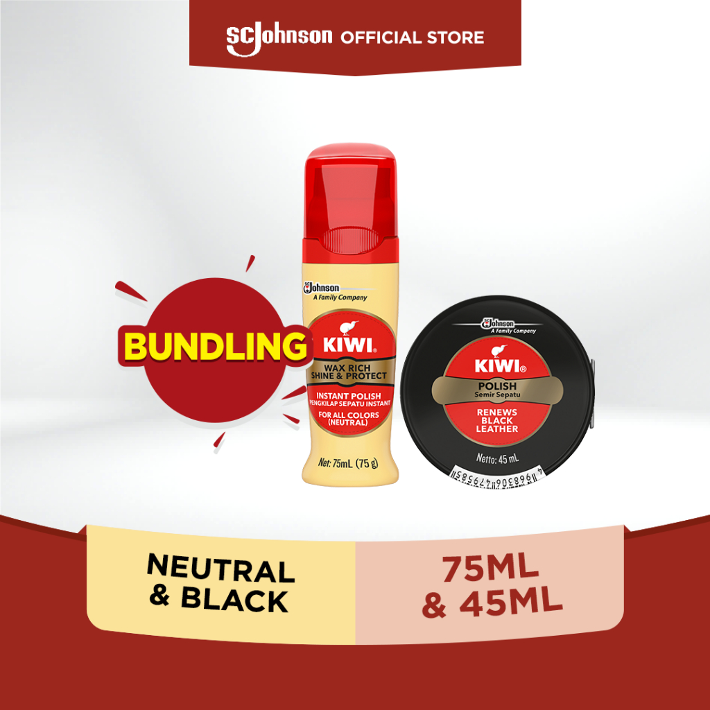 Paket KIWI Shine & Protect Neutral 75ml + Paste SP Black 45ml - Perawatan Sepatu