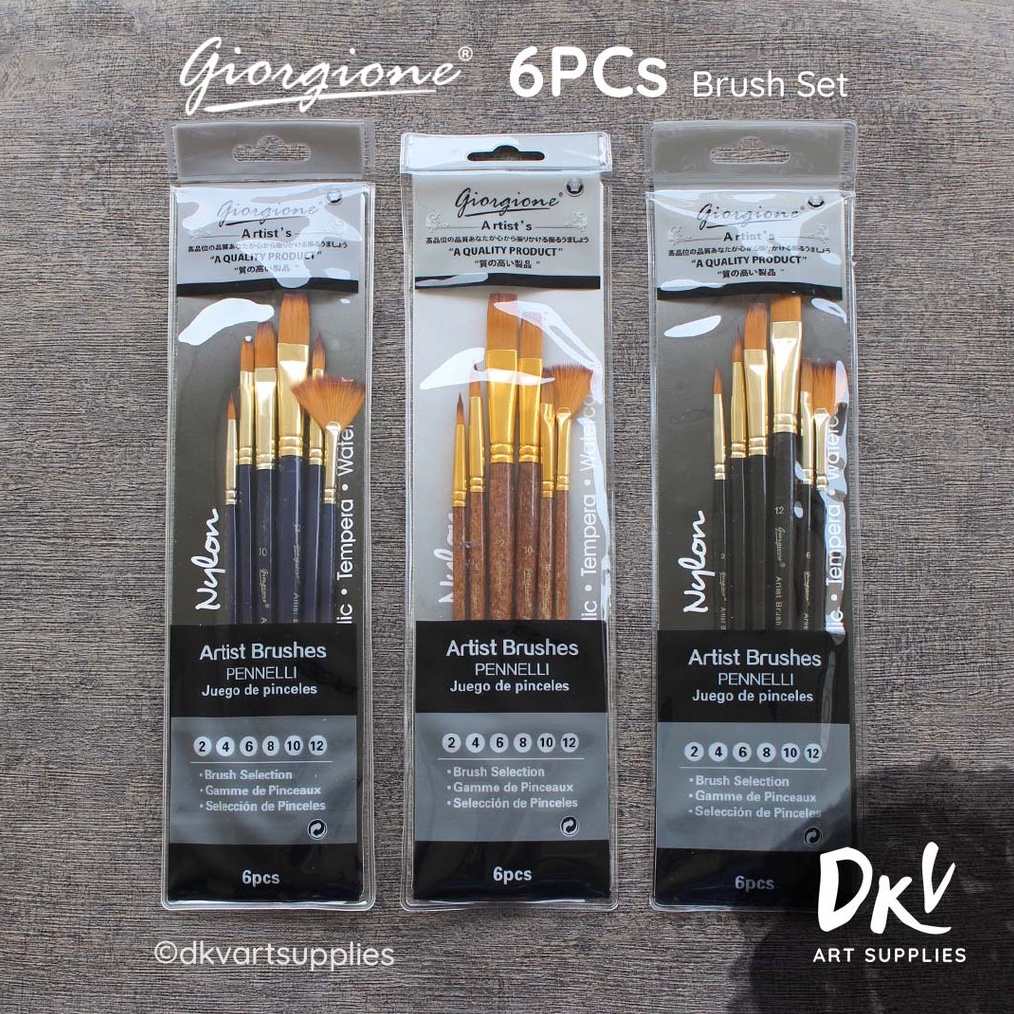 

KODE C77K Giorgione Brush Set 6 pcs G63H Kuas Lukis Nylon