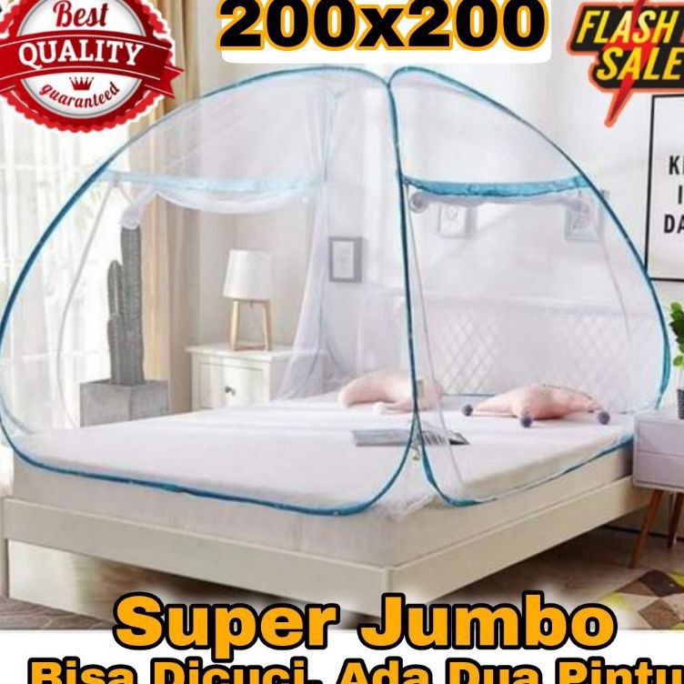 KODE Y23N Kelambu Butterfly SUPER JUMBO 2 x 2 Ukuran 8 kaki Kelambu Tempat Tidur Model Tenda Anti Ny