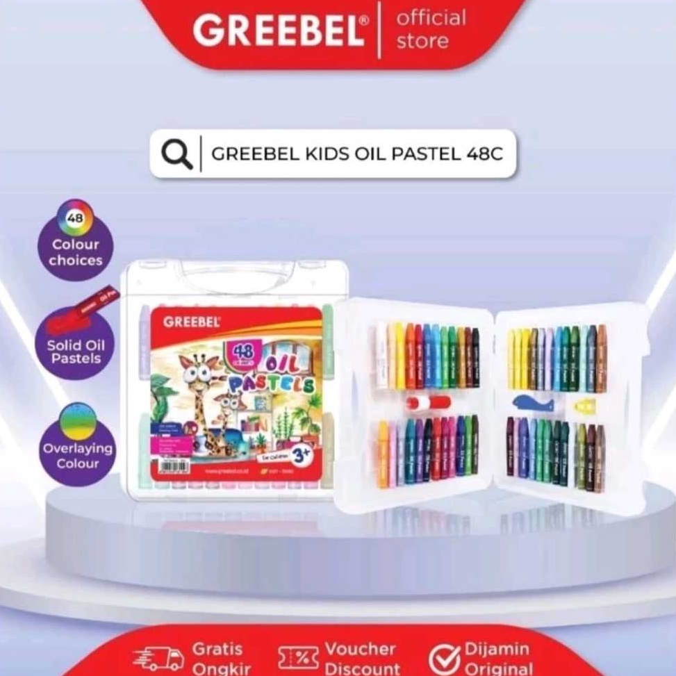 

KODE E87K crayon greebel 48 warna box plastik regular krayon oil pastel