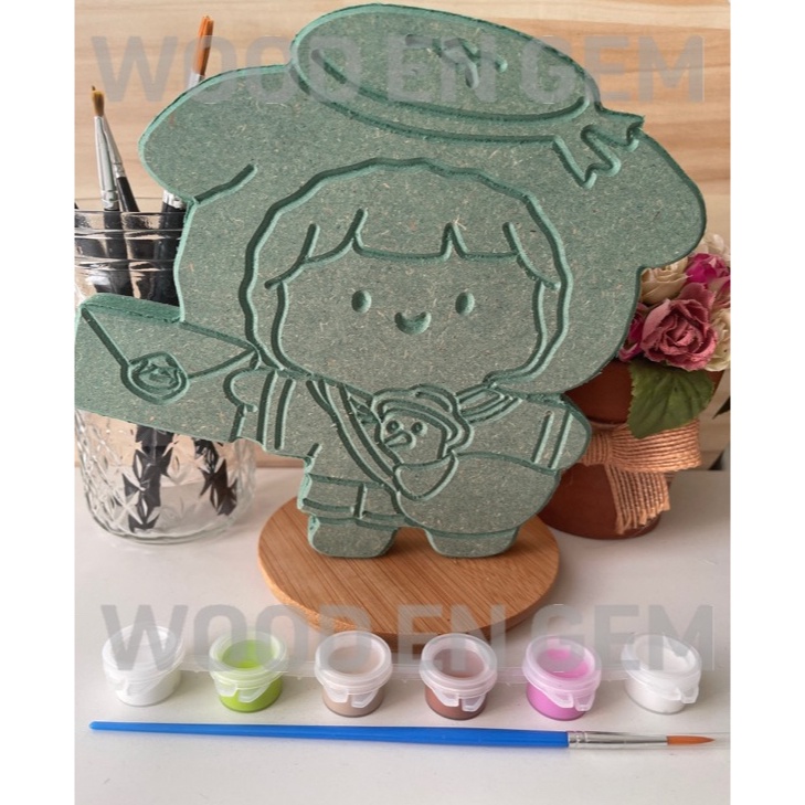 

KODE T93A DIY Wood Character Painting Mewarnai Melukis Kayu Karakter Rorojump Woodengem 18 cm