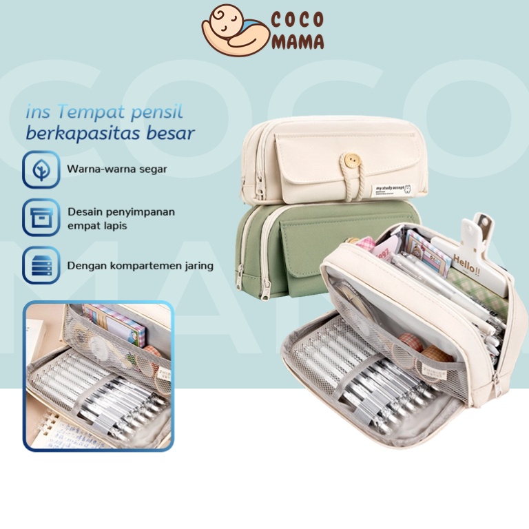 

KODE W72J COCO MAMA Pencil Case Large Capacity Pencil Bag Pouch Holder Box for Girls Office Student Stationery Organizer School Supplies kotak pensil tempat pensil tepak pensil kotak pencil case pensil