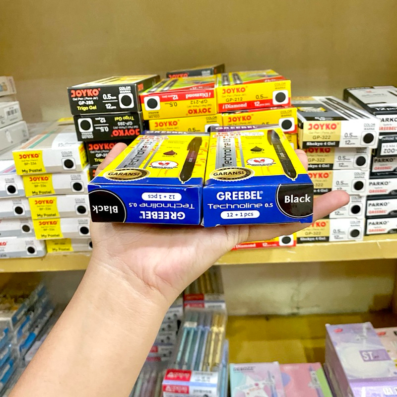 

(12 PCS) GREEBEL BALLPEN TECHNOLINE 0.5 BLACK /Pen/Pulpen/Bolpoint utk atk kantor kerja kuliah anak