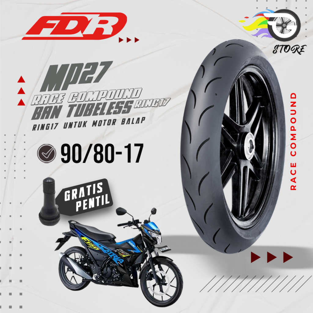 Ban Motor RACE COMPOUND FDR SPORT MP27 Ring 17 90/80-17 Tubeless Soft Compound Satria Fu Vixion Depa
