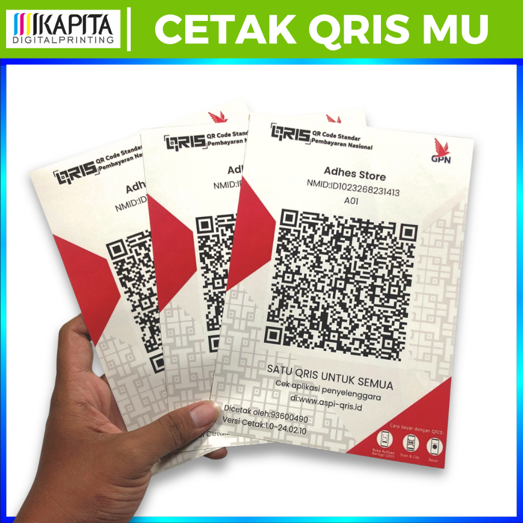 Cetak Sticker/Tempelan Qris ukuran A5 Cetak Qris Akrilik Termurah Siyap Tempel Glosy Anti air