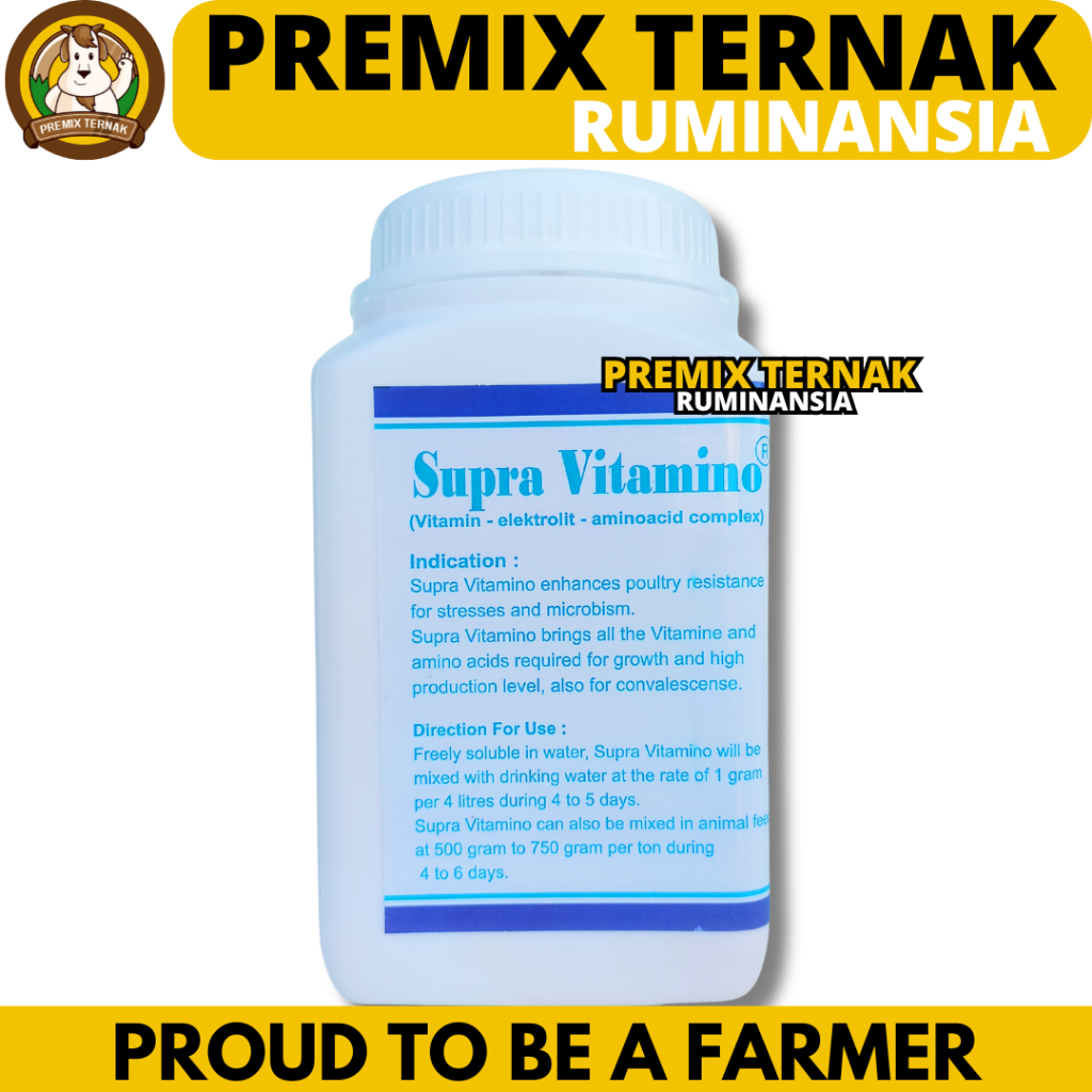 SUPRA VITAMINO 1KG - Multivitamin elektrolit untuk hewan ternak dan unggas vitamin dosis tinggi