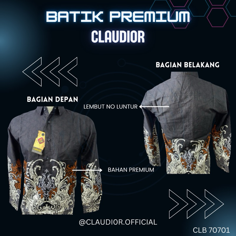 Kemeja Batik Panjang Claudior Slimfit Original 100% CLB70701(SF)