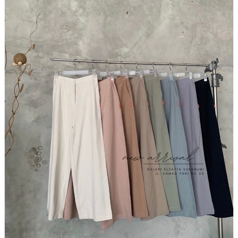 KODE Y25L palazo linen highwaits celana kulot dauky