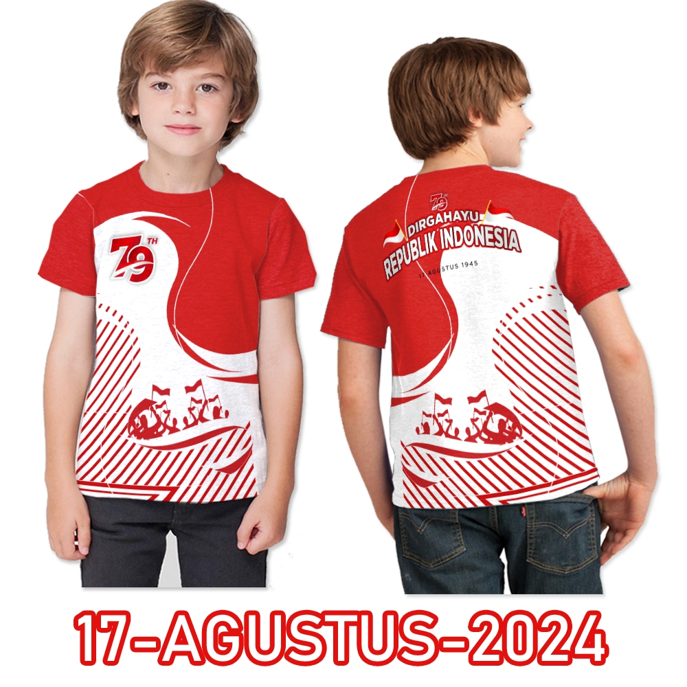 Kaos Baju 17 Agustus 2024 Kaos Baju Anak UNISEX HUR RI 17 Agustusan Keren