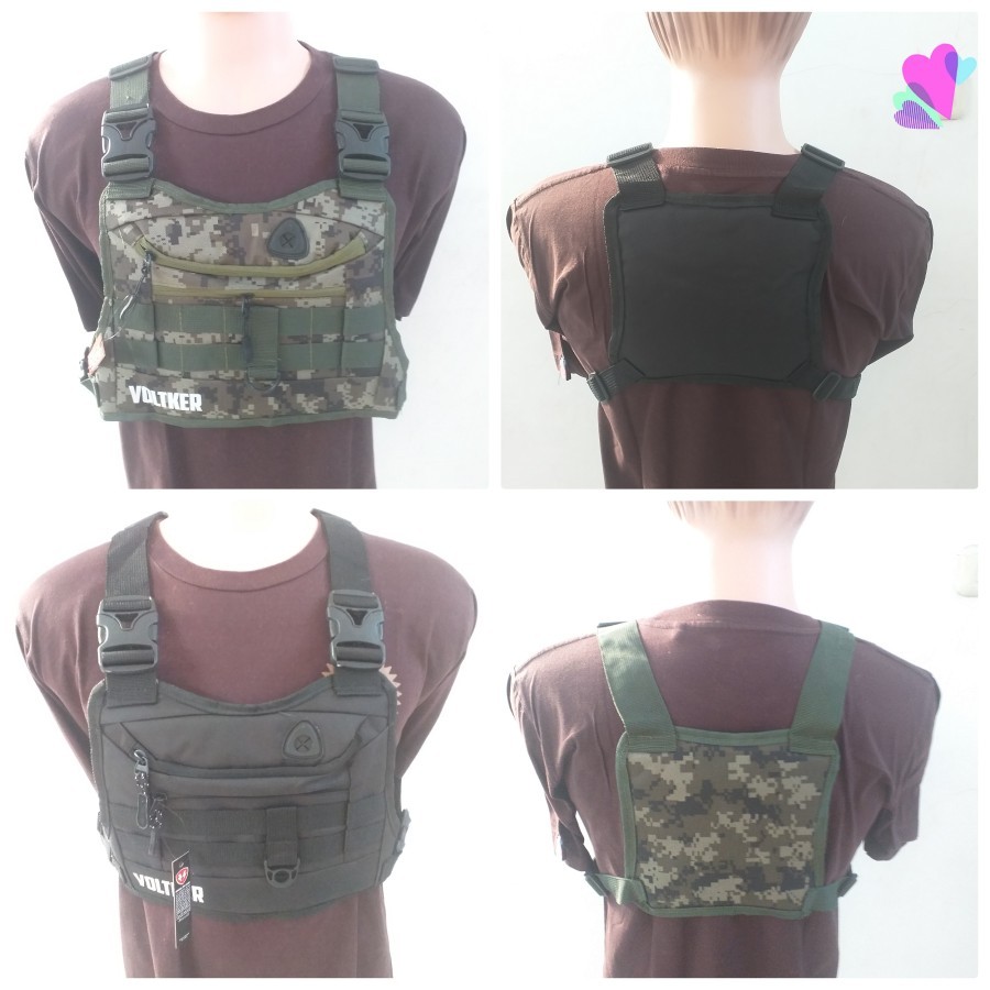 Rompi Motor Biker model Police TNI FBI Warna Loreng / Pelindung Dada Anti Angin - loreng coklat