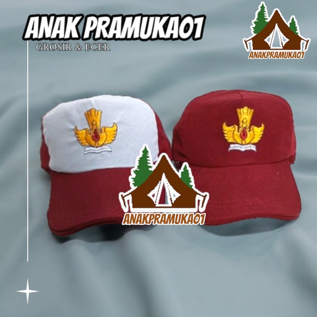 Topi SD bordir / topi SD merah ptih bordir