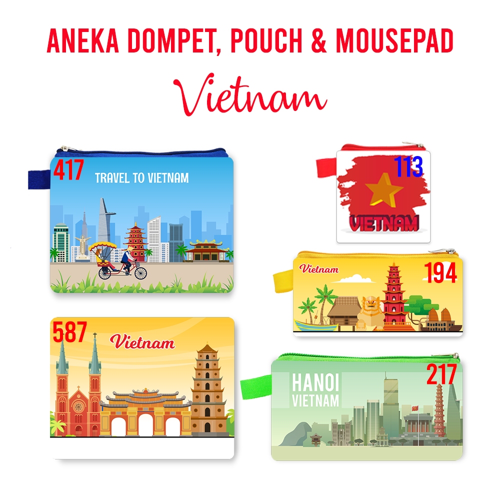 Vietnam Souvenir Dompet Pouch Mouse Pad Pin Magnet Gantungan Kunci Landmark Oleh Oleh Negara