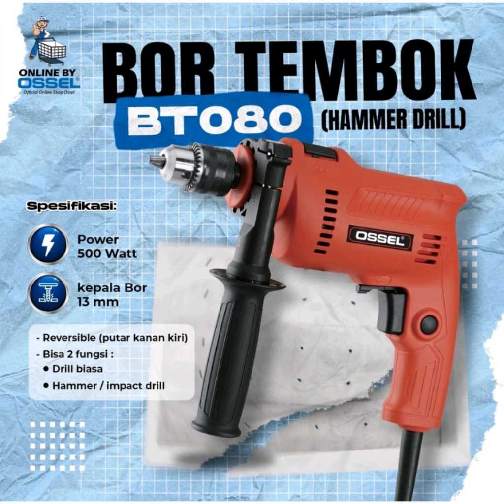 Bor Listrik Elektrik BT 080 OSSEL 10 pcs Mata Obeng +/- ph1 65mm Ossel