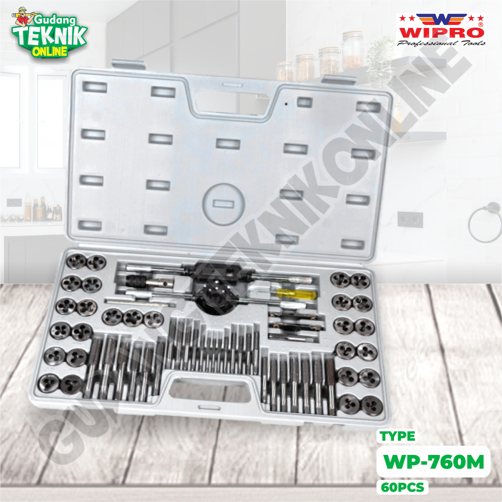 Hand Tap Die 1 SET 60Pcs WIPRO WP760M / Alat Snai Snei Senai Tap Ulir 60 Pcs WP760M WIPRO