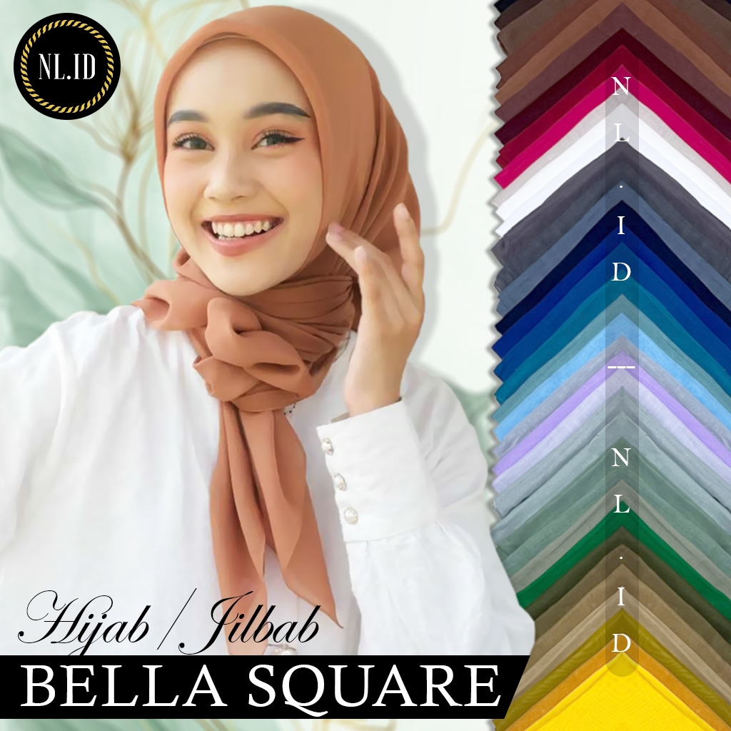 BELLA SQUARE Hijab Segiempat Kerudung Polos Jilbab Warna