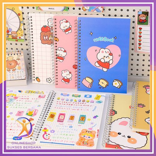 

OSB Buku Catatan Notebook A5 Isi 60 Lembar Buku Diary Aesthetic Motif Kartun Gaya Retro Buku Tulis Garis A5 Spiral Murah