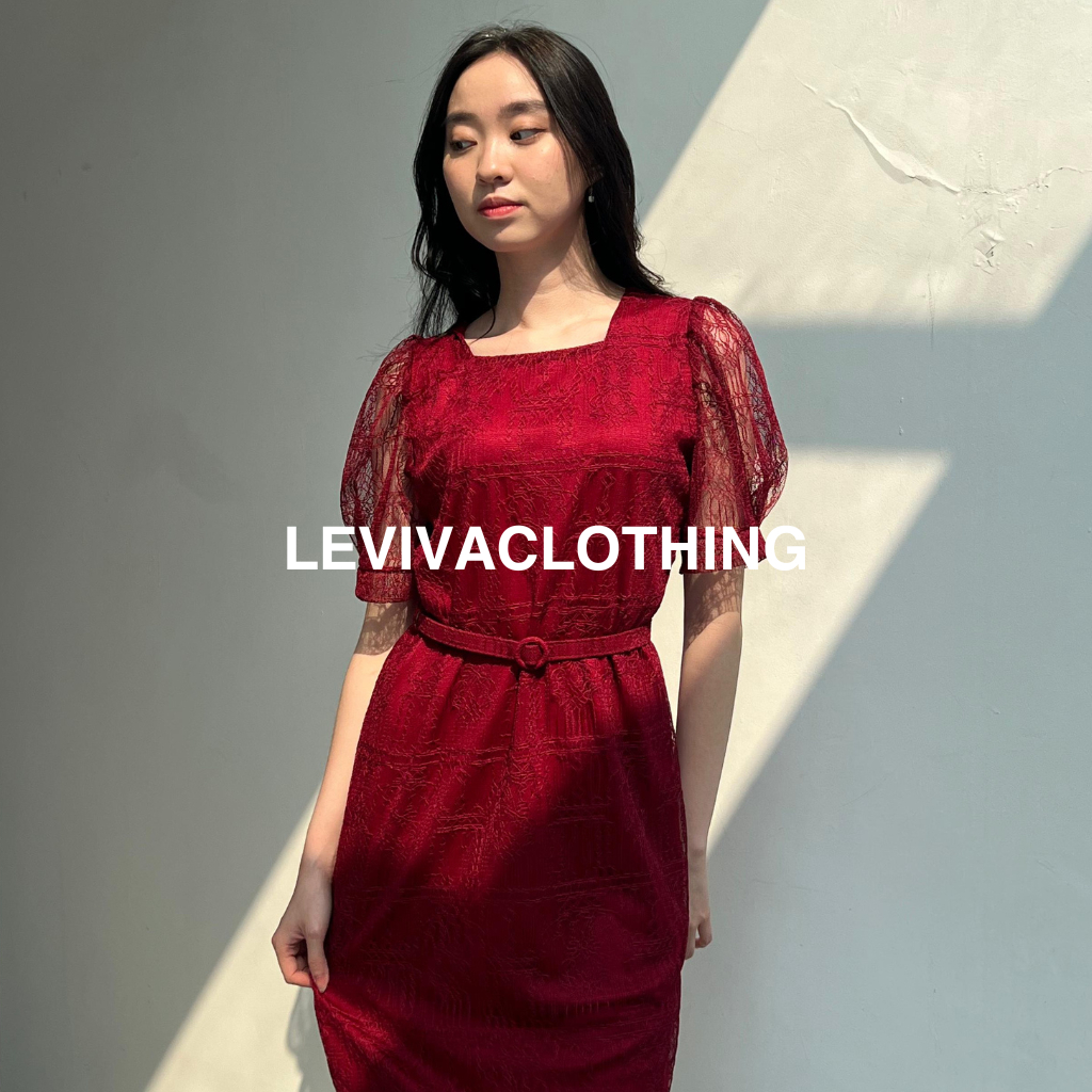 [Leviva] Kayla Dress / Dress Pesta Midi Brokat Korean Style