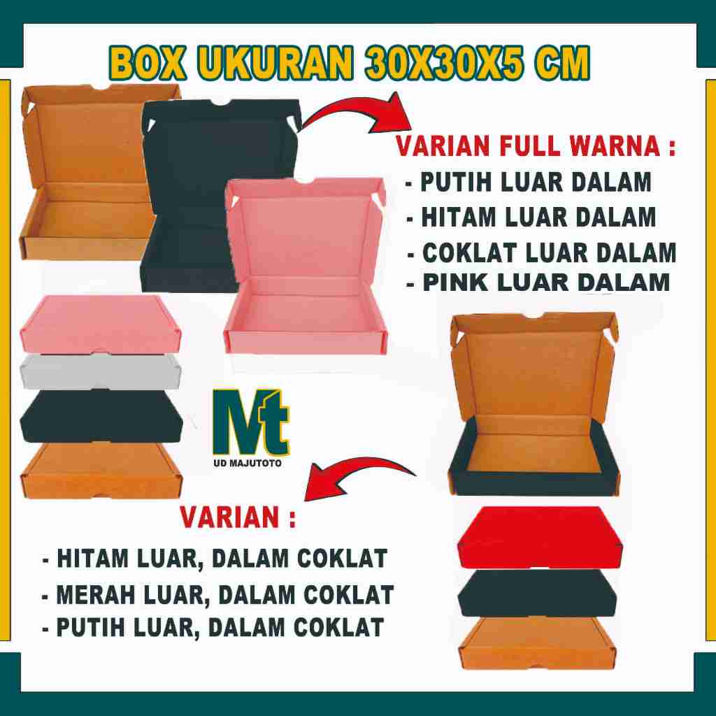 

(PAKET 5 PCS) Box 30x30x5 Cm / Box Lipat Samping / Box Hampers / Box Kaos / Box Hijab / Box Pizza