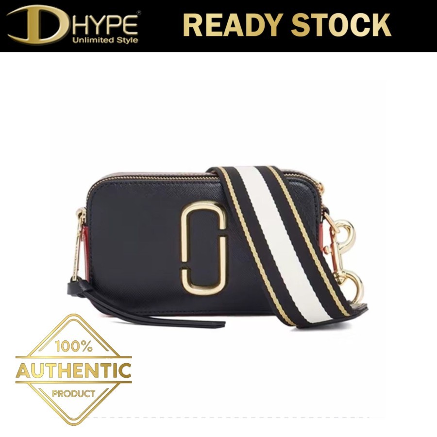 MARC JACOBS SNAPSHOT CAMERA BAG BLACK RED 100% Authentic