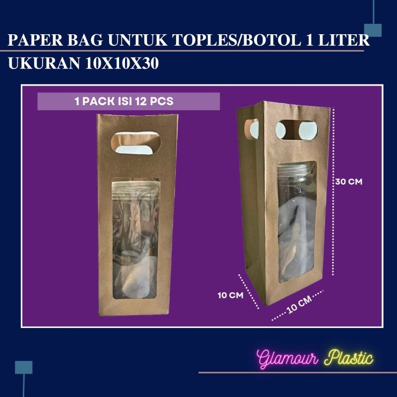 

Paper Bag Plong untuk Toples/Botol ukuran 10x10x30 (1 pack isi 12 pc)