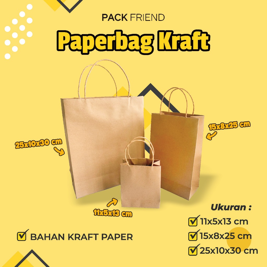 

Paperbag Kraft Polos Coklat/ Tas Kertas Fashion/Goodie Bag Snack Wafer Minuman/ Tas Kertas Belanja