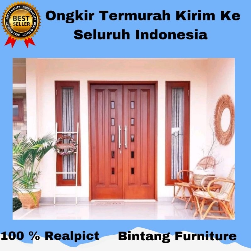 READY STOK Pintu Utama Rumah Model Kupu Kupu Pintu Kayu Minimalis Murah
