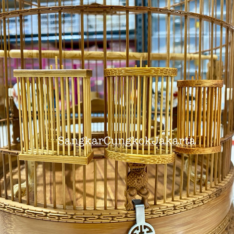 Tempat Serangga Jangkrik Bahan Bambu Sangkar Kecil dan Besar Ori Cungkok