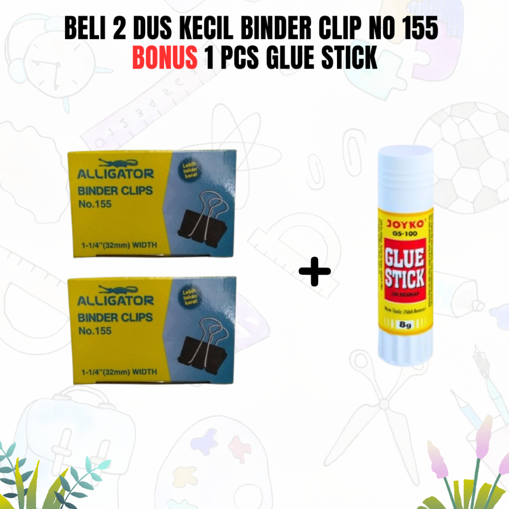 

BELI 2 GRATIS 1 / Binder Clip 155 Alligator / Glue Stick GS-100 Joyko