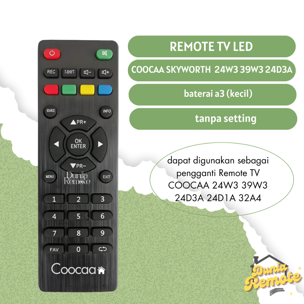 Remote Remot TV COOCAA LED LCD 24W3 39W3 24D3A 24D1A 32A4 Tanpa setting