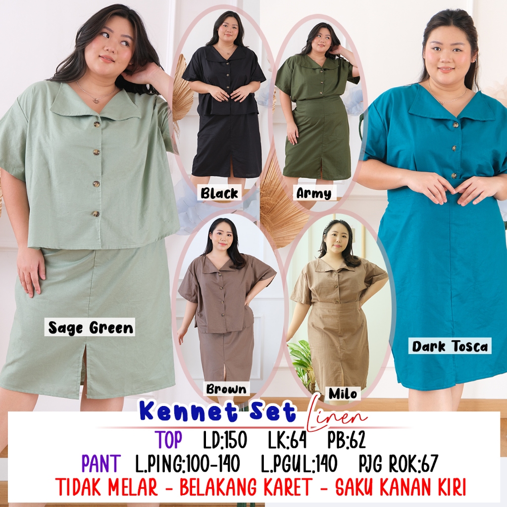 KENNET SET SETELAN JUMBO BIGSIZE LINEN BIGSIZE MURAH JUMBO NEW